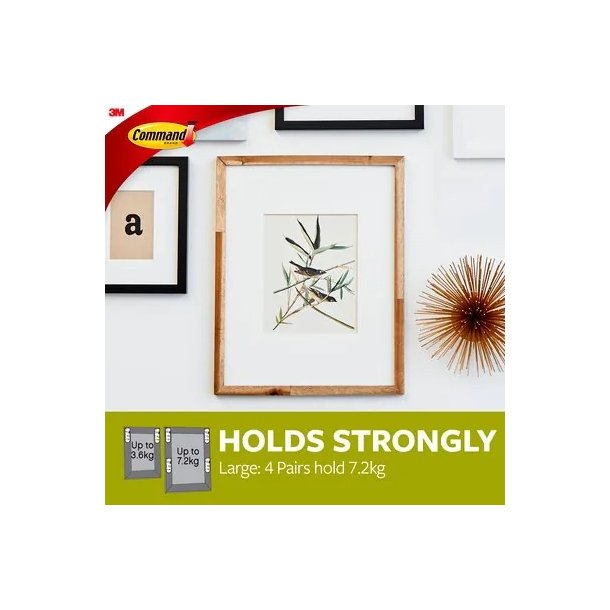 3M Command Billedophng - 8 stk. store hvide plakatstrips