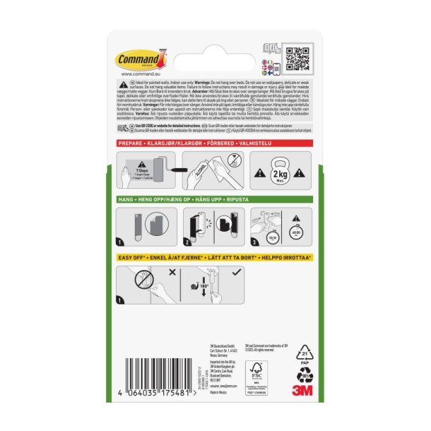 3M Command Billedophng med takker - stor krog med 2 strips 