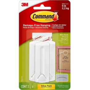 3M Command Billedophng med wire - 3 kroge med 6 strips