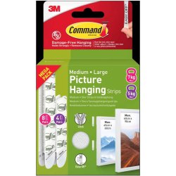 3M Command Poster strips - 12 st mellem og store hvide plakatstrips