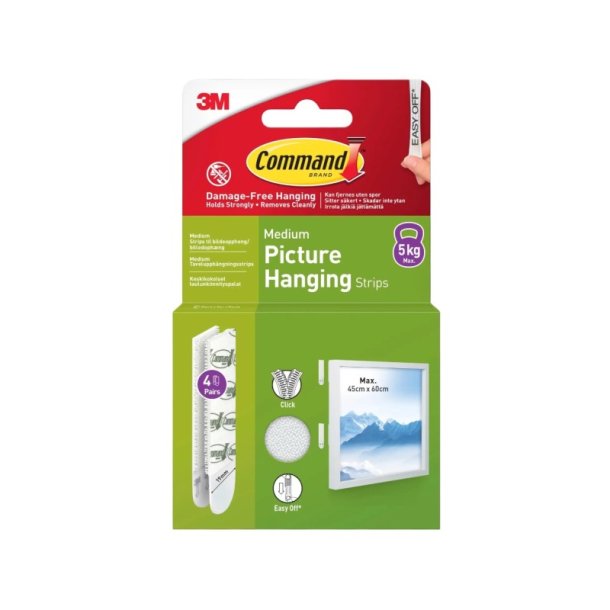 3M Command Poster strips - 4 st mellem hvide plakatstrips
