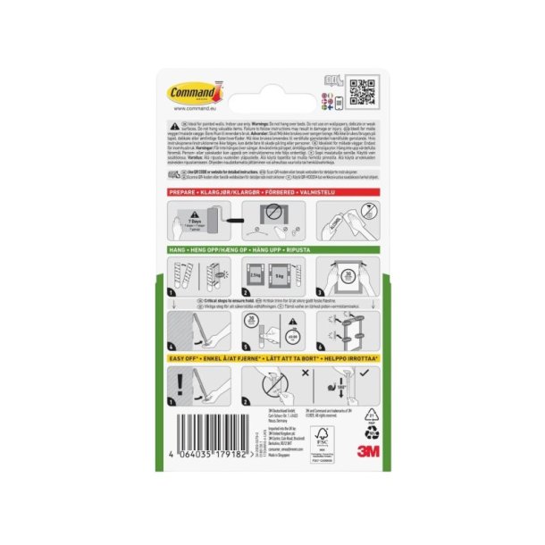 3M Command Poster strips - 4 st mellem hvide plakatstrips