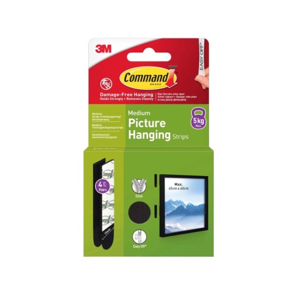 3M Command Billedophng - 4 st mellem sorte plakatstrips