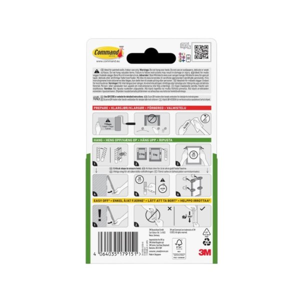 3M Command Billedophng - 4 st mellem sorte plakatstrips