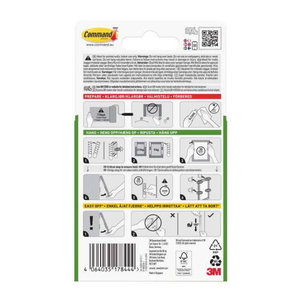 3M Command Poster strips - 8 stk. smalle hvide plakatstrips