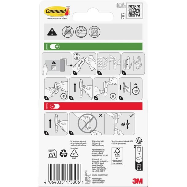 3M Command refill strips - 8 stk. strips til mellem kroge