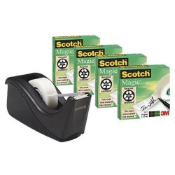 3M Scotch bord tapedispenser C60 og Magic tape - 4 ruller 19 mm usynlig tape