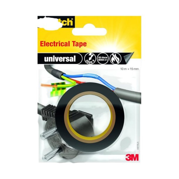 3M Isoleringstape/Elektriker tape - 15mm x 10 meter - sort