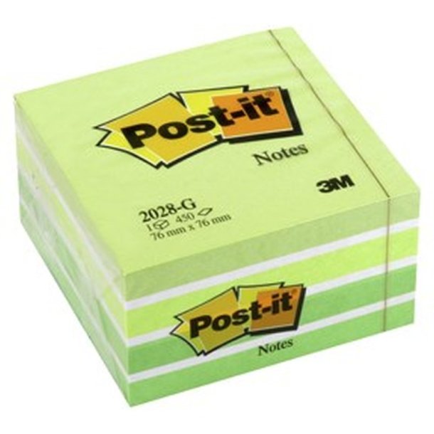 3M Post-it Notes 76x76 - kubusblok - Pastelgr�n - 450 blade pr. blok - 1 blok