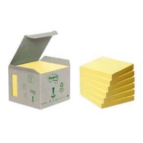 3M Post-it Notes 76x76 - Gul - recycled - 100 blade pr. blok - 6 blokke