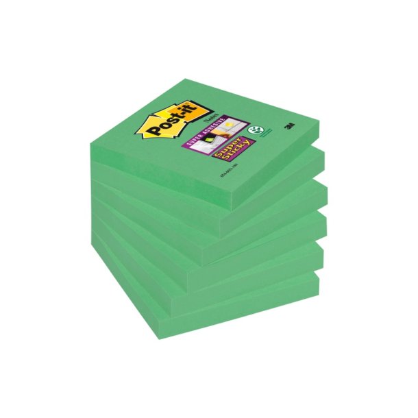 3M Post-it super Sticky Notes 76x76 - Asparges gr�n - 90 blade pr. blok - 1 blok