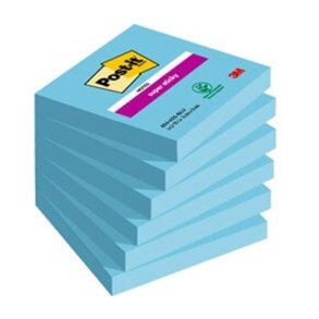 3M Post-it super Sticky Notes 76x76 - Bl� - 90 blade pr. blok - 6 blokke