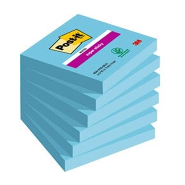 3M Post-it super Sticky Notes 76x76 - Bl� - 90 blade pr. blok - 6 blokke