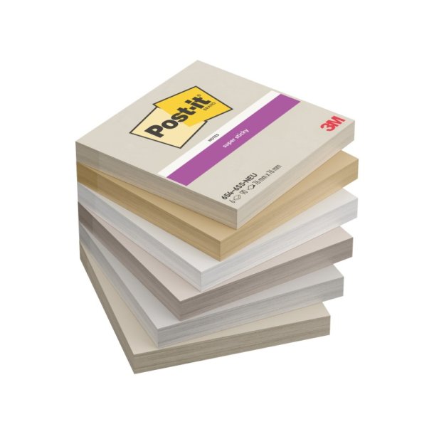 3M Post-it super Sticky Notes 76x76 - Neutrality - 90 blade pr. blok - 6 blokke