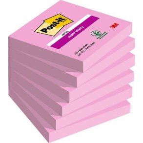 3M Post-it super Sticky Notes 76x76 - Lyser�d - 90 blade pr. blok - 6 blokke