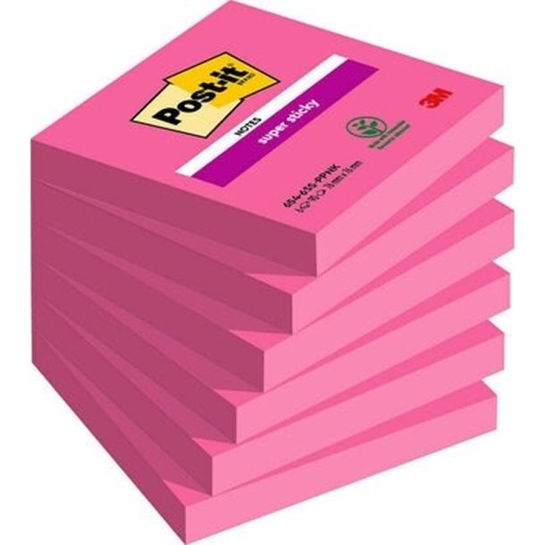 3M Post-it super Sticky Notes 76x76 - Pink - 90 blade pr. blok - 1 blok