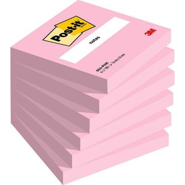 3M Post-it Notes 76x76 - Pink - 100 blade pr. blok - 6 blokke