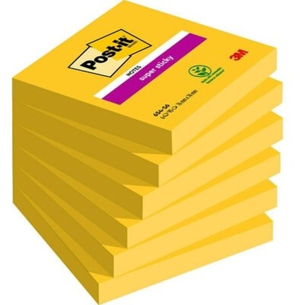 3M Post-it super Sticky Notes 76x76 - Ultra-farver - 6 blokke