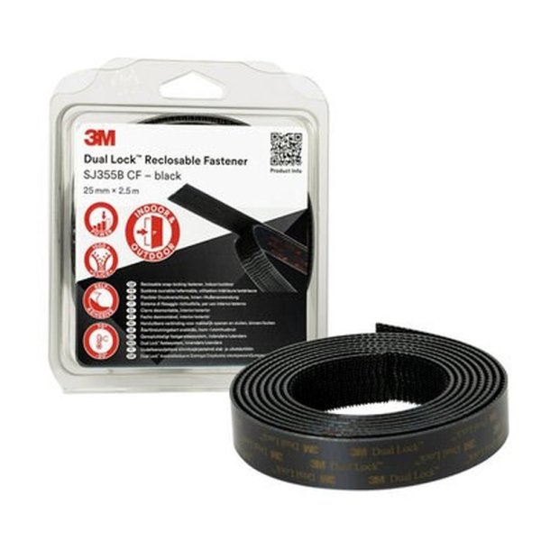 3M Dual Lock SJ355B - genlukkelig koblingsl�sning - 25x2,5m - sort