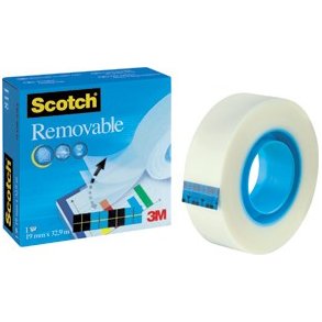 3M Scotch Magic tape - usynlig - vandbaseret - flytbar - 19mmx33m