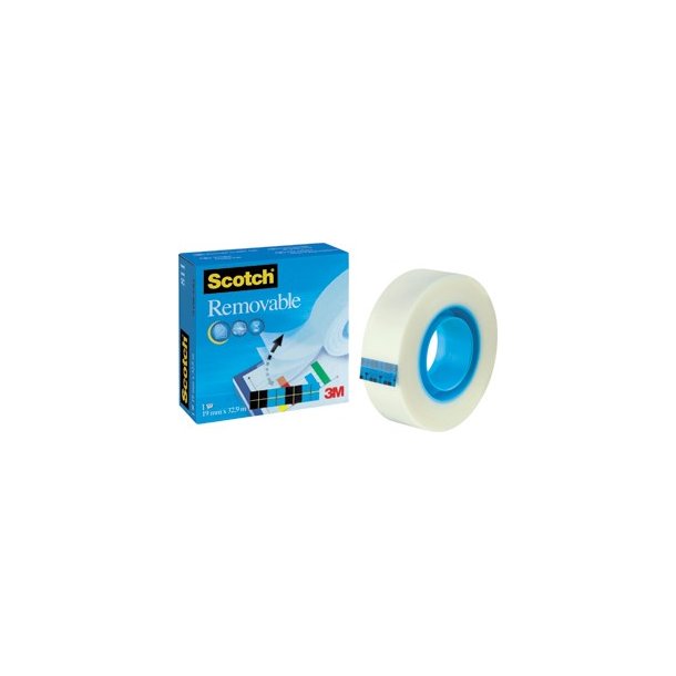 3M Scotch Magic tape - usynlig - vandbaseret - flytbar - 19mmx33m