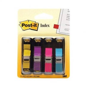 3M Post-it Indexfaner - 11,9x43,1 - 35 stk. pr. dispenser - 4 neonfarver - 35 stk. pr. farve