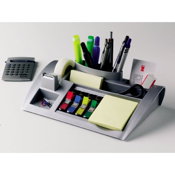 3M Post-it skrivebordsorganisator - inkl. Post-it notes, indeksdispenser, Scotch Magic tape