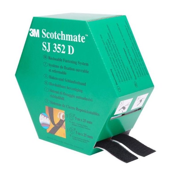3M Scotchmate - SJ-352D - genlukkelige befstelse - 25 mmx5 m - sort