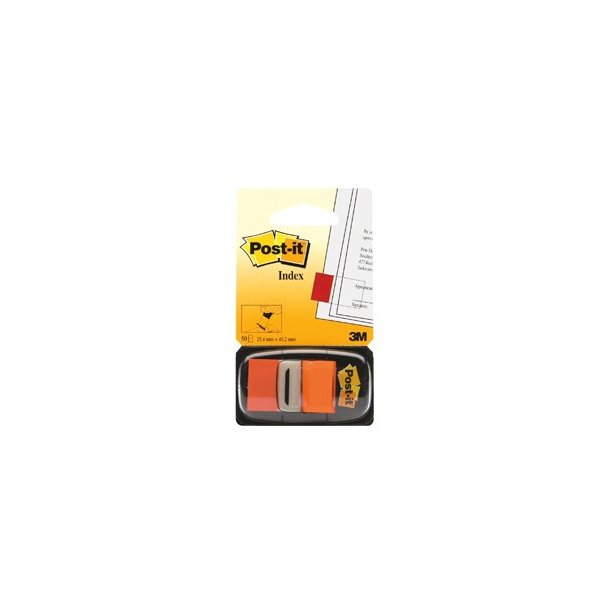 3M Post-it Indexfaner - 25,4x43,2 - orange - 50 stk. Index pr. dispenser