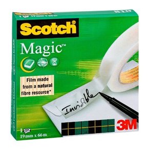 3M Scotch Magic tape - usynlig - vandbaseret - 19mmx66m