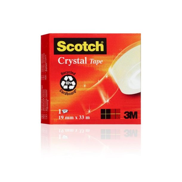 3M Scotch Tape - Crystal - 19mmx33M 1 rulle