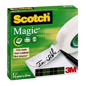 3M Scotch Magic tape - usynlig - vandbaseret - 12mmx33m