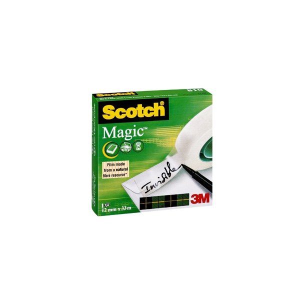 3M Scotch Magic tape - usynlig - vandbaseret - 12mmx33m