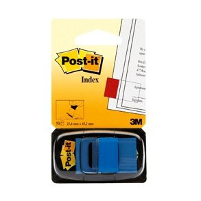 3M Post-it Indexfaner - 25,4x43,2 - bl - 50 stk. Index pr. dispenser - 1 stk.