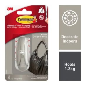 3M Command - designerkrog - b�rstet nikkel - mellemstor