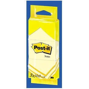 3M Post-it Notes - 38x51 - gul - 100 blade pr. blok - 3 stk.