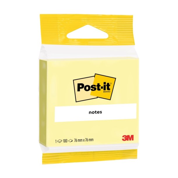 3M Post-it Notes - 76x76 - Canary - Gul - 100 blade pr. blok - 1 stk.