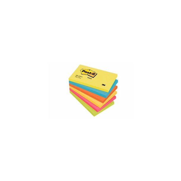 3M Post-it Notes - 76x127 - Energetic - 100 blade pr. blok - 6 stk.