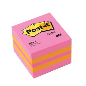 3M Post-it Notes - 51x51 - mini kubusblok - pink - 3 farver - 400 blade pr. blok - 1 stk.