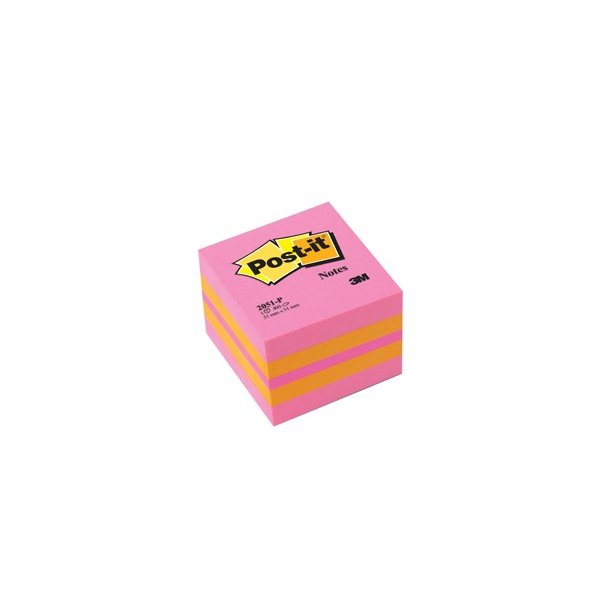 3M Post-it Notes - 51x51 - mini kubusblok - pink - 3 farver - 400 blade pr. blok - 1 stk.