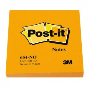 3M Post-it Notes - 76x76 - orange - 100 blade pr. blok - 1 stk.