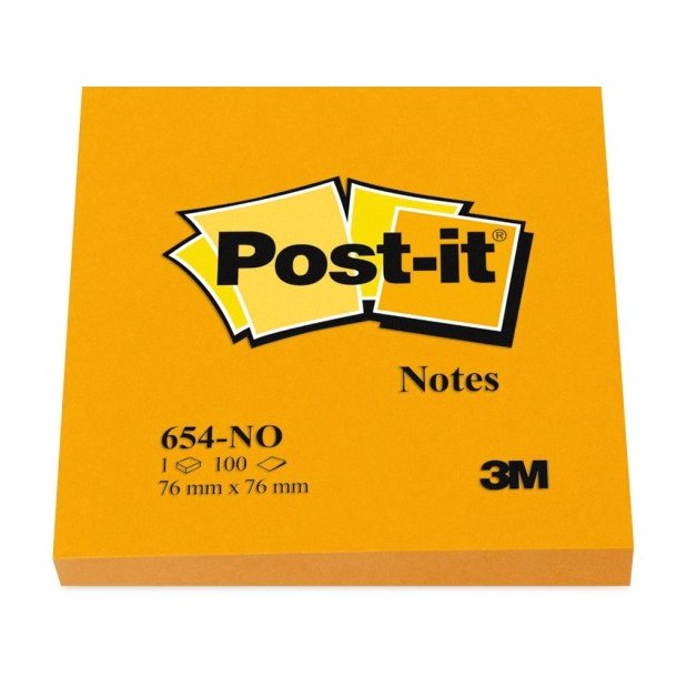 3M Post-it Notes - 76x76 - orange - 100 blade pr. blok - 1 stk.