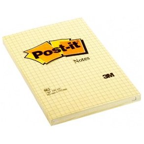 3M Post-it Notes - 102x152 - kvadreret - gul - 100 blade pr. blok - 6 stk.