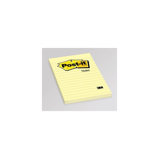 3M Post-it Notes - 102x152 - linieret - gul - 100 blade pr. blok - 1 stk.