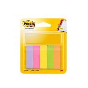 3M Post-it Indexfaner - 15x50 - papir - 5 neonfarver - 100 index pr. dispenser - 5 stk.