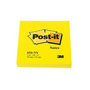3M Post-it Notes - 76x76 - neon gul - 100 blade pr. blok - 1 stk.