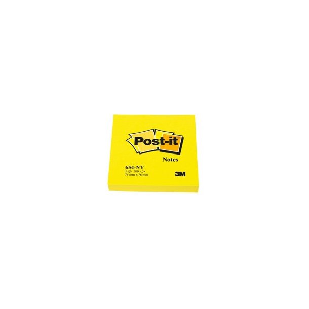 3M Post-it Notes - 76x76 - neon gul - 100 blade pr. blok - 1 stk.