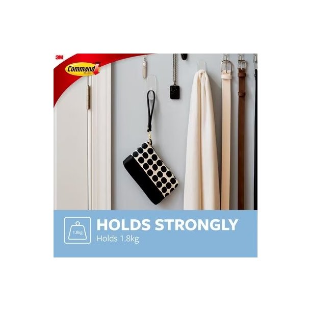 3M Command - gennemsigtig - stor krog m. 2 strips