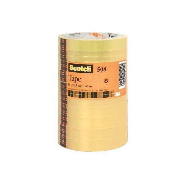 3M Scotch Tape - 508 - 15mmx66m - trn - klar - 10 stk.