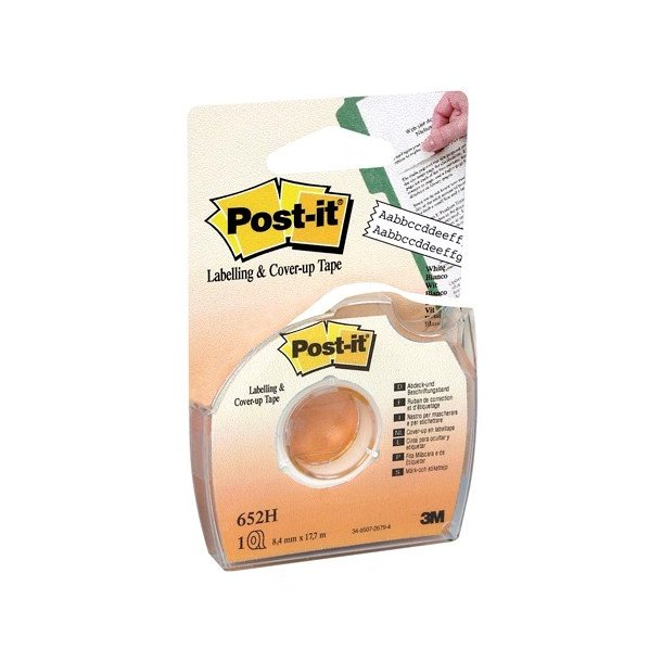 3M Post-it korrektionstape - 2-linjer - 8,42mm x 17,7m - hvid